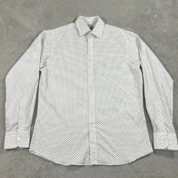Todd Snyder Hamilton Shirt Mens 15 1/2 White Dots Button Up Long Sleeve Dressy - Picture 1 of 11